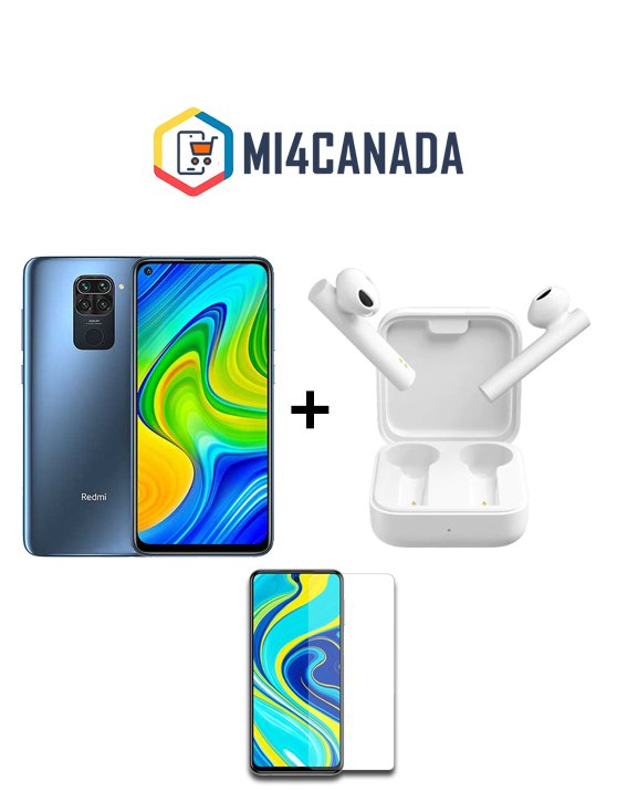 Xiaomi Redmi Note 9 4GB/128GB Green + Xiaomi Mi True Wireless Earphones 2 Basic + Scratch Proof Tempered Glass Protector